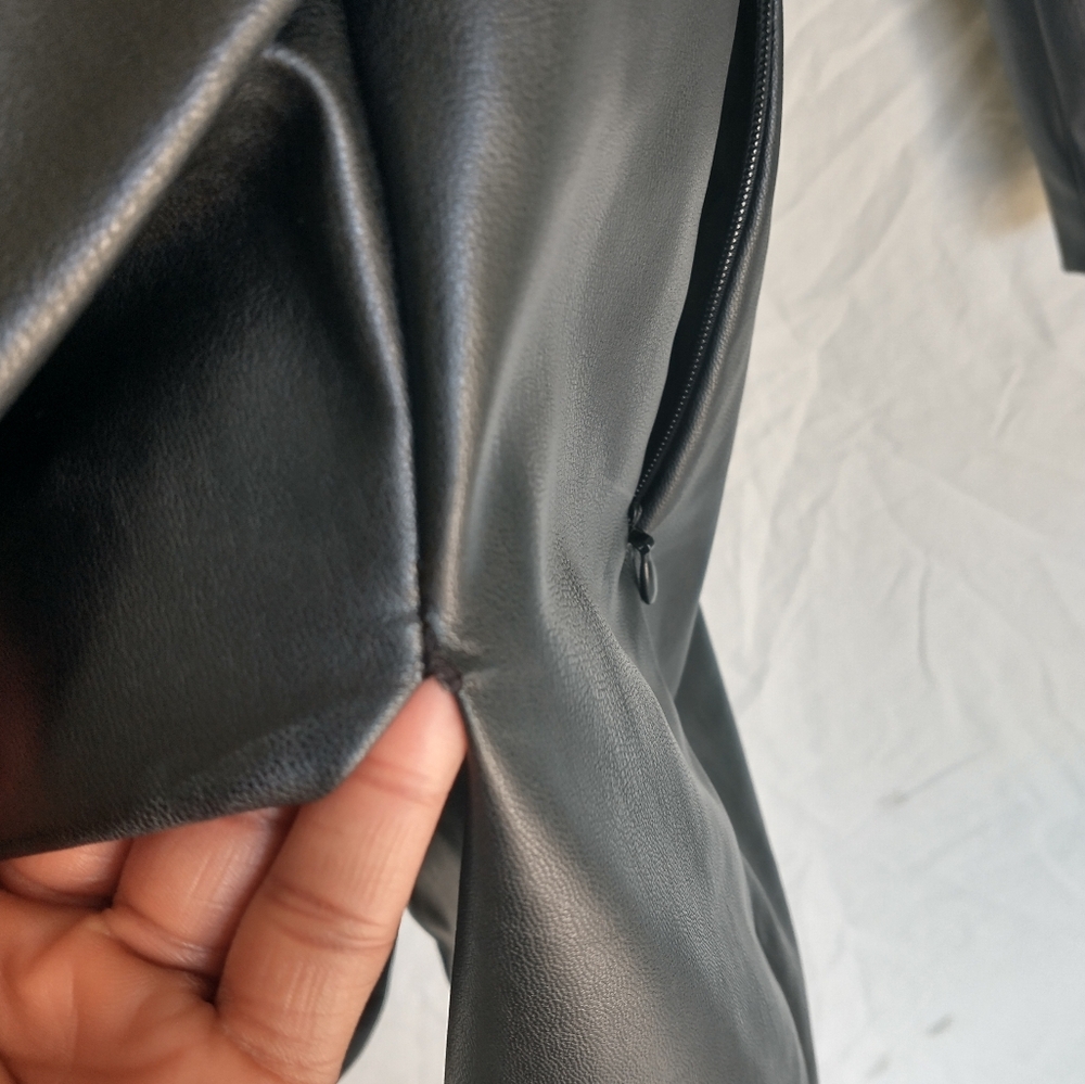 Women's black Zara faux leather draped mini dress - Picture 14 of 15